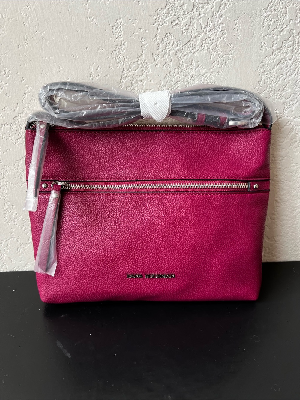 NWT Dana Buchman Raspberry Pebbled Vegan Leather Crossbody Bag
